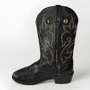 Durango Western Boots Men’s 10 D Black Leather Cowboy White Contrast Stitch